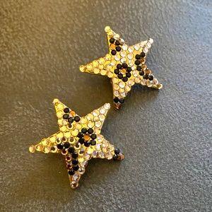 Swarovski Crystal Star Shaped Leopard Pattern Clip Earrings